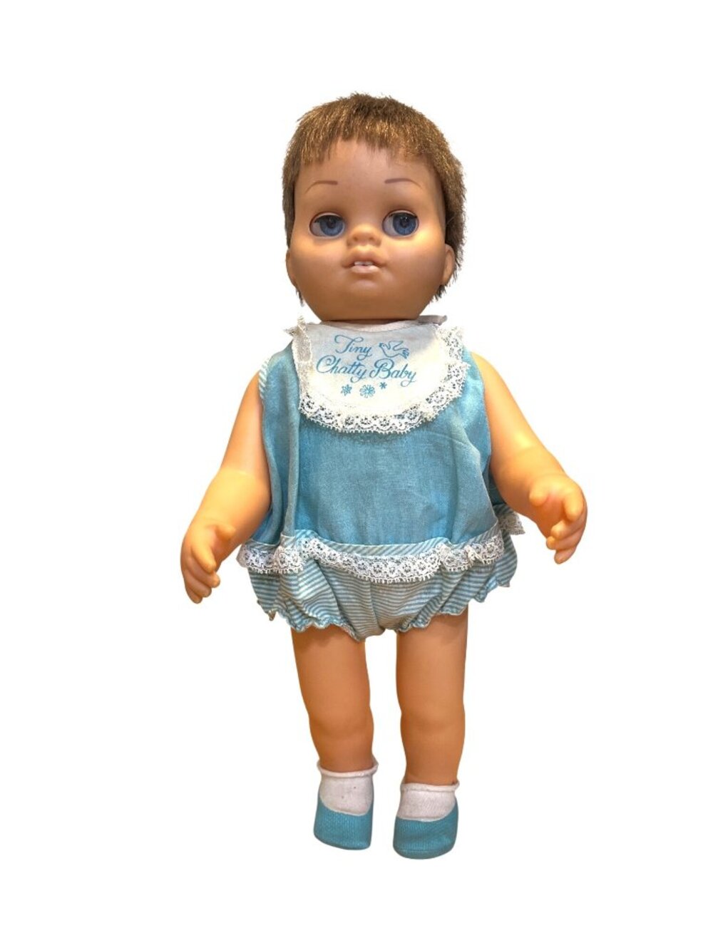 Vintage 1962 Mattel Tiny Chatty Baby Doll With Brunette Rooted Hair